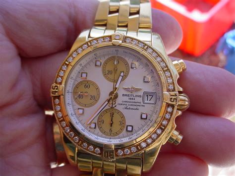 Breitling Chrono Cockpit K13357 18K Gold, Diamond Bezel.